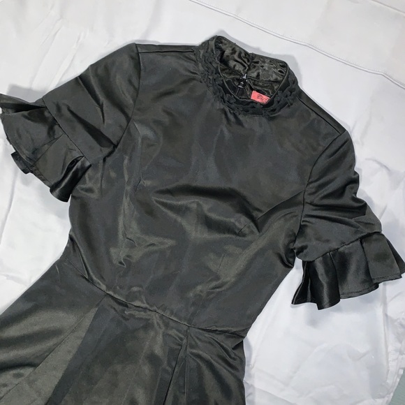 ChiChi London black satin tea dress  XS - Picture 3 of 4